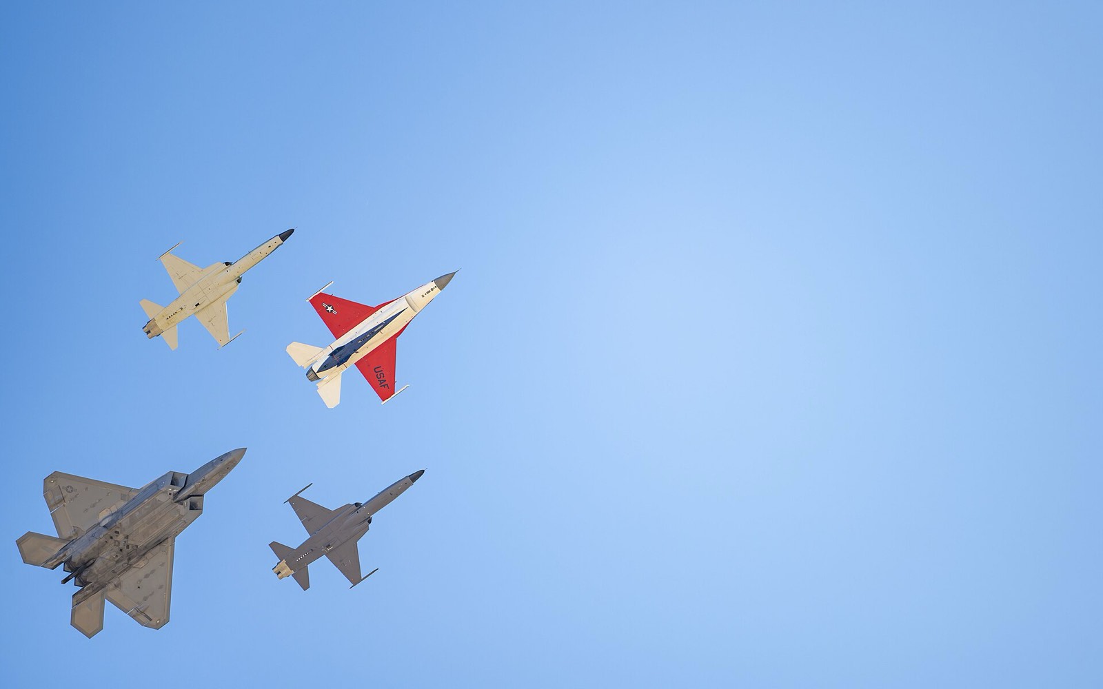 F-22 Raptor flying in formation