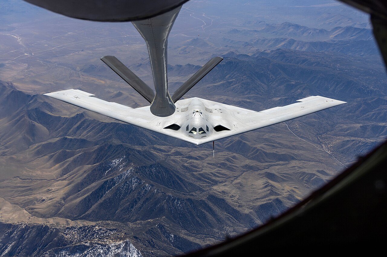 B-21 Raider stealth bomber during aerial refueling